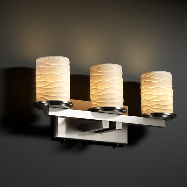 Justice Designs Limoges POR-8773-10-WAVE-NCKL Bath Vanity Light 21 in. wide - Brushed Nickel