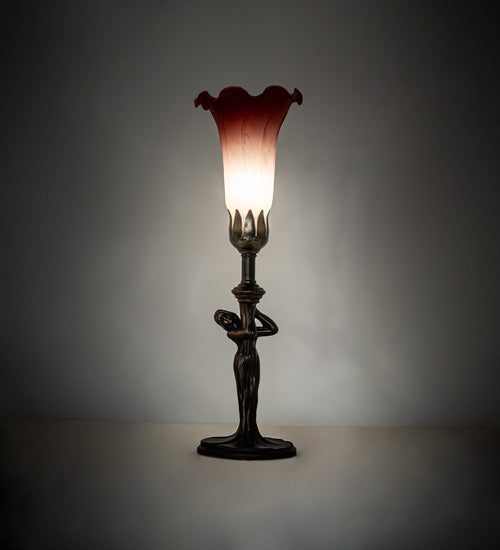 Meyda Tiffany Lighting 20289 Pink/White One Light Mini Lamp Lamp Bronze / Dark