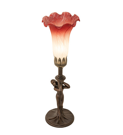 Meyda Tiffany Lighting 20289 Pink/White One Light Mini Lamp Lamp Bronze / Dark