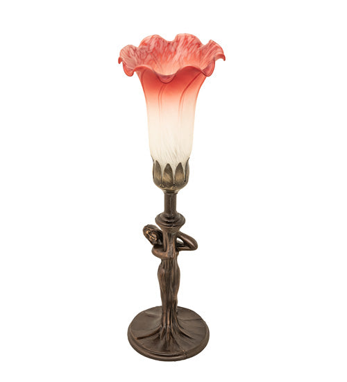 Meyda Tiffany Lighting 20289 Pink/White One Light Mini Lamp Lamp Bronze / Dark