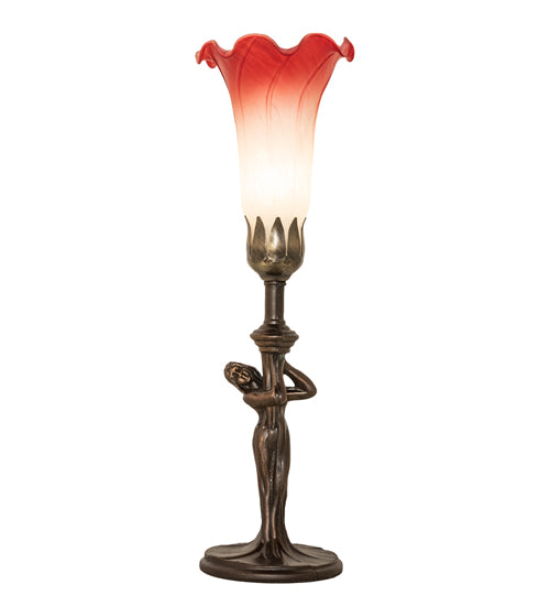 Meyda Tiffany Lighting 20289 Pink/White One Light Mini Lamp Lamp Bronze / Dark