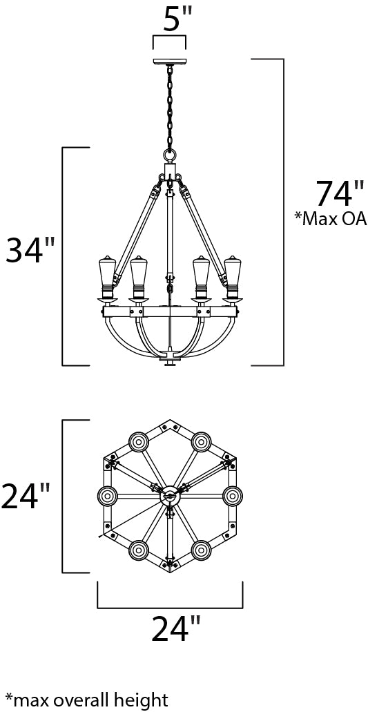 Maxim Lodge 20335WOBZ Chandelier Light - Weathered Oak / Bronze