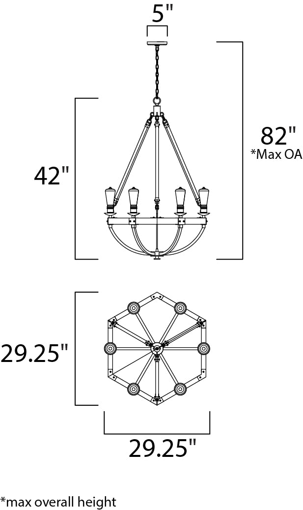 Maxim Lodge 20337WOBZ Chandelier Light - Weathered Oak / Bronze