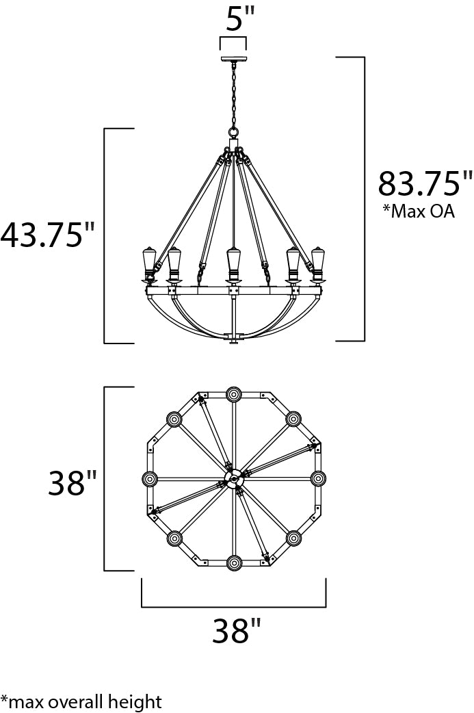 Maxim Lodge 20338WOBZ Chandelier Light - Weathered Oak / Bronze