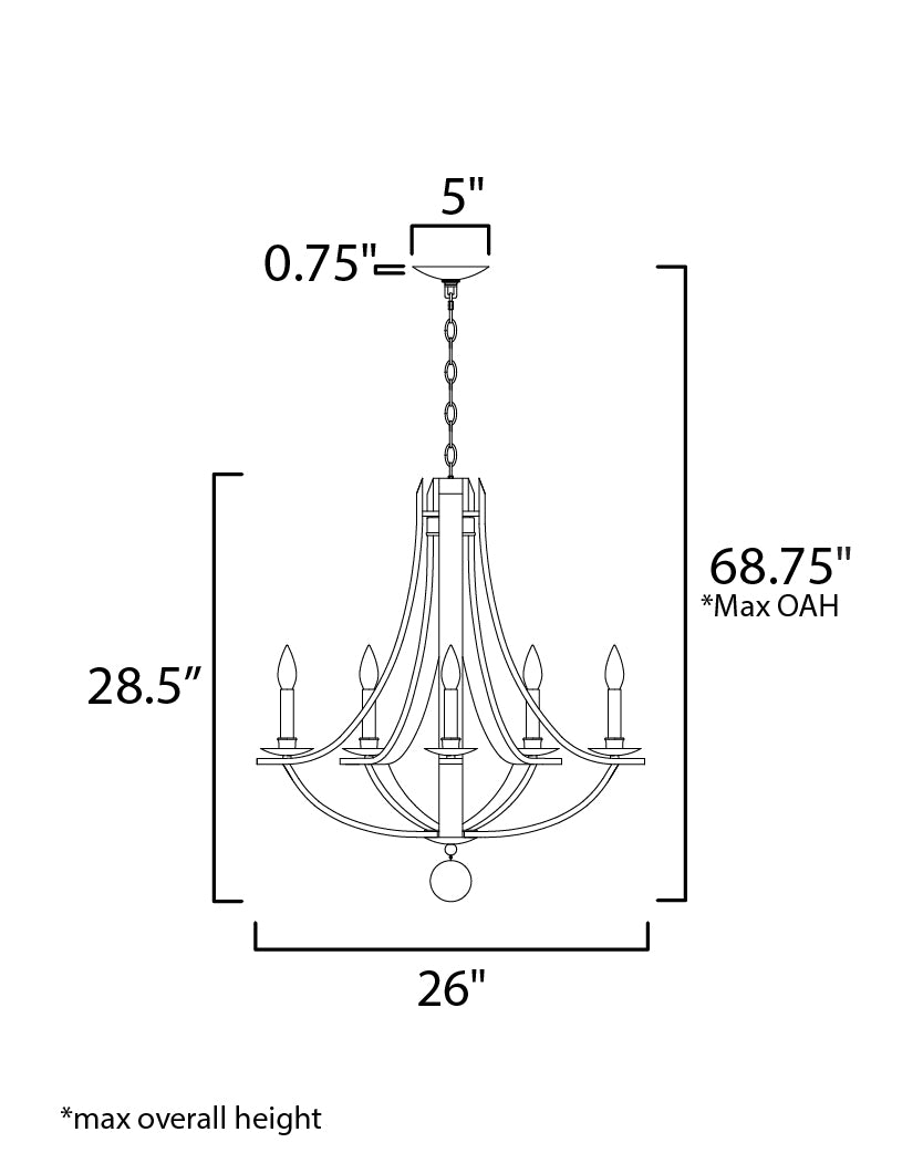 Maxim Basque 20345DWAR Chandelier Light - Driftwood/Anthracite