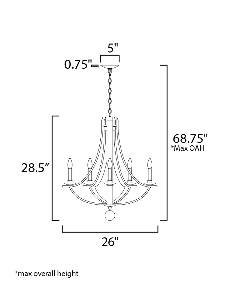 Maxim Basque 20345DWAR Chandelier Light - Driftwood/Anthracite