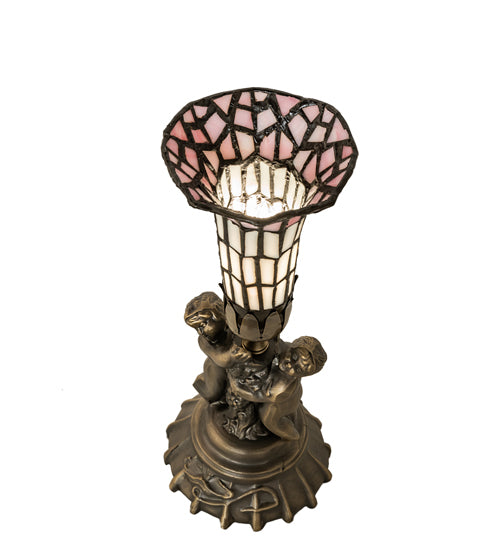 Meyda Tiffany Lighting 20433 Stained Glass Pond Lily One Light Mini Lamp Lamp Bronze / Dark