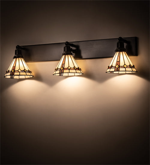 Meyda Tiffany Belvidere 204517 Bath Vanity Light 38 in. wide - Craftsman Brown