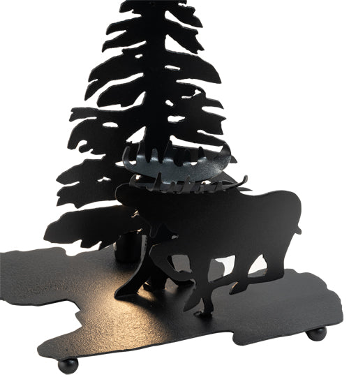 Meyda Tiffany Lighting 20496 Moose Through The Trees Two Light Table Base Lamp Bronze / Dark