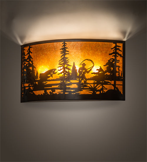 Meyda Tiffany Fly Fishing Creek 205155 Wall Light - Timeless Bronze