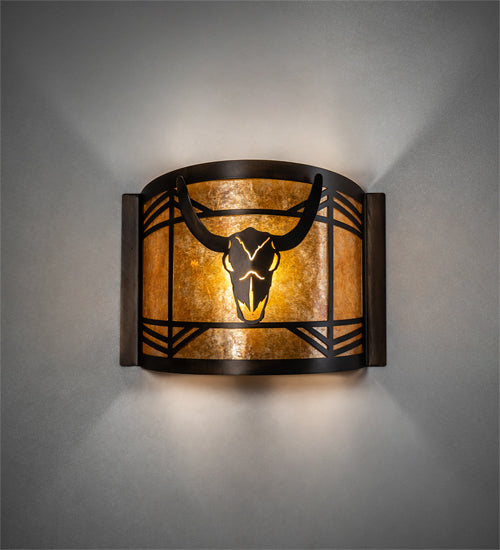 Meyda Tiffany Steer Skull 20760 Wall Light - Antique Copper