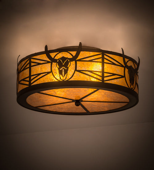 Meyda Tiffany Steer Skull 20867 Ceiling Light - Antique Copper