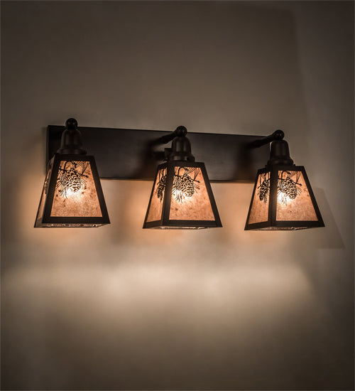 Meyda Tiffany Pinecone 211890 Bath Vanity Light 27 in. wide - Craftsman Brown
