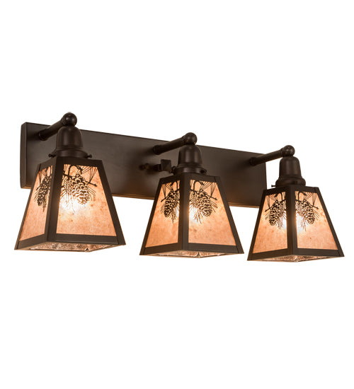 Meyda Tiffany Pinecone 211890 Bath Vanity Light 27 in. wide - Craftsman Brown
