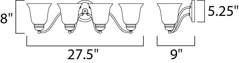 Maxim Basix 2123ICSN Bath Vanity Light 28 in. wide - Satin Nickel