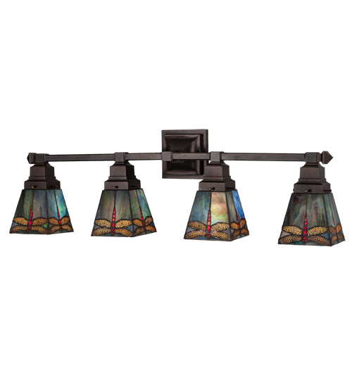 Meyda Tiffany Prairie Dragonfly 214031 Bath Vanity Light 37 in. wide - Mahogany Bronze