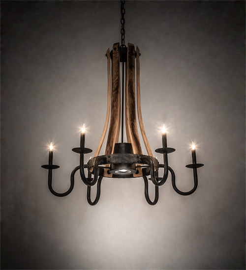 Meyda Tiffany Barrel Stave 214086 Chandelier Light - Natural Wood