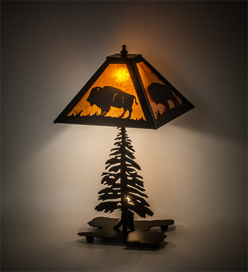 Meyda Tiffany Lighting 214532 Buffalo Two Light Table Lamp Lamp Black
