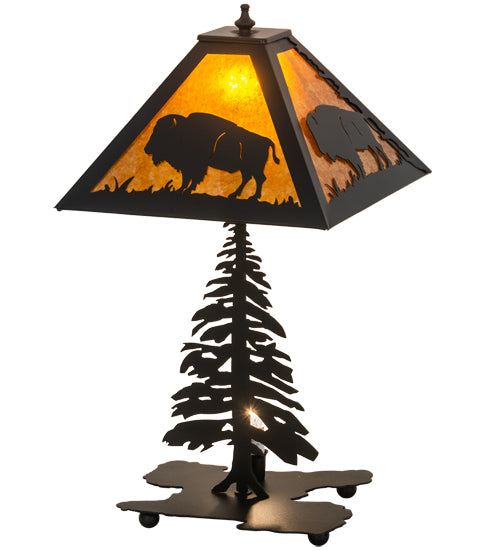Meyda Tiffany Lighting 214532 Buffalo Two Light Table Lamp Lamp Black