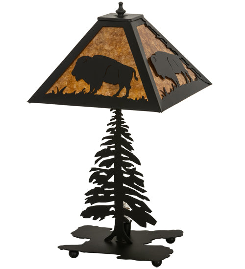Meyda Tiffany Lighting 214532 Buffalo Two Light Table Lamp Lamp Black