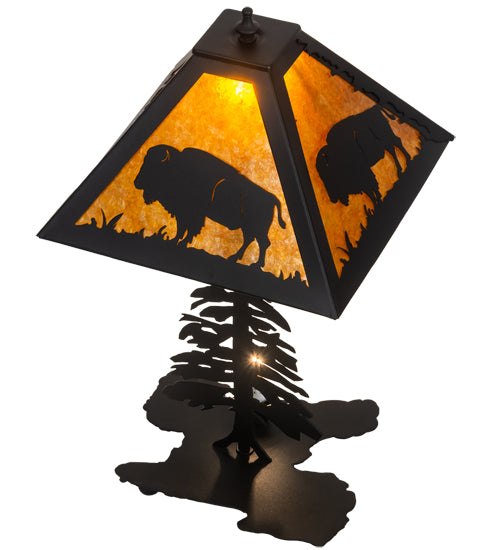 Meyda Tiffany Lighting 214532 Buffalo Two Light Table Lamp Lamp Black