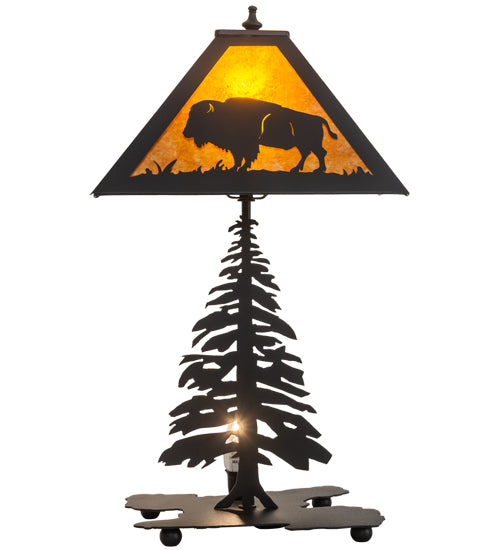 Meyda Tiffany Lighting 214532 Buffalo Two Light Table Lamp Lamp Black