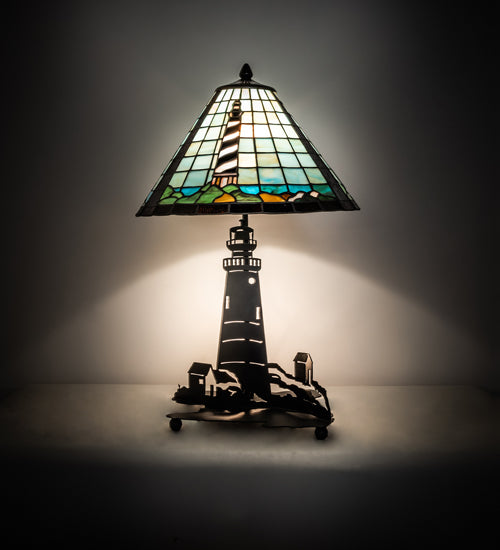 Meyda Tiffany Lighting 215491 Lighthouse Two Light Table Lamp Lamp Bronze / Dark