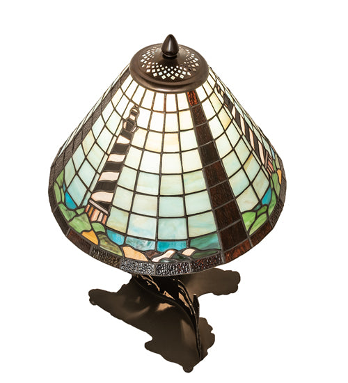 Meyda Tiffany Lighting 215491 Lighthouse Two Light Table Lamp Lamp Bronze / Dark