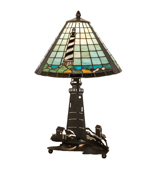 Meyda Tiffany Lighting 215491 Lighthouse Two Light Table Lamp Lamp Bronze / Dark