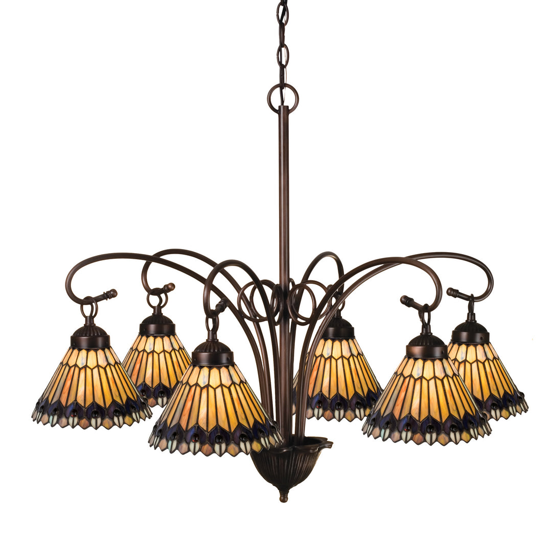 Meyda Tiffany Tiffany Jeweled Peacock 12271 Chandelier Light - Brushed Nickel