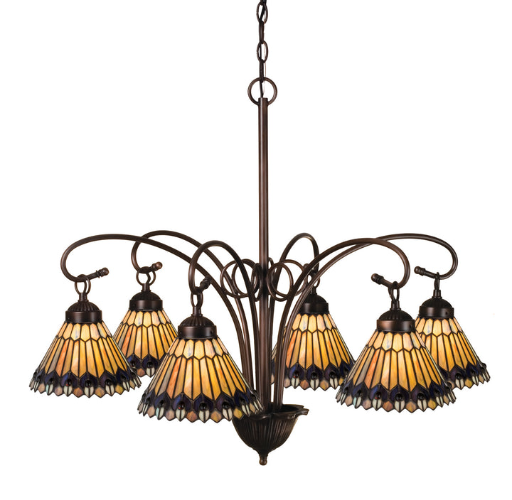 Meyda Tiffany Tiffany Jeweled Peacock 12271 Chandelier Light - Brushed Nickel