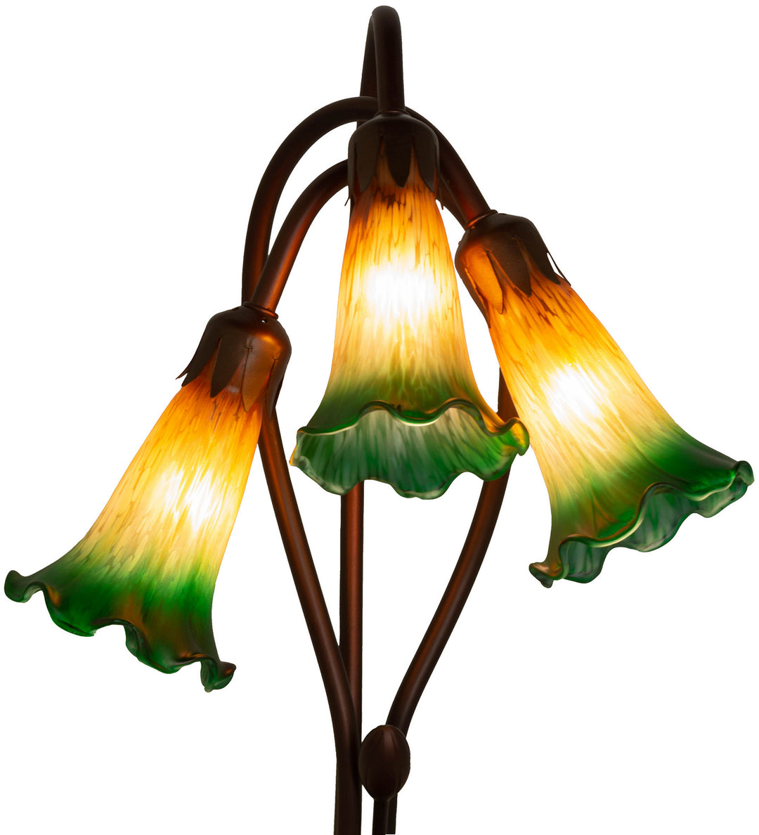 Meyda Tiffany Lighting 13595 Amber/Green Three Light Accent Lamp Lamp Bronze / Dark