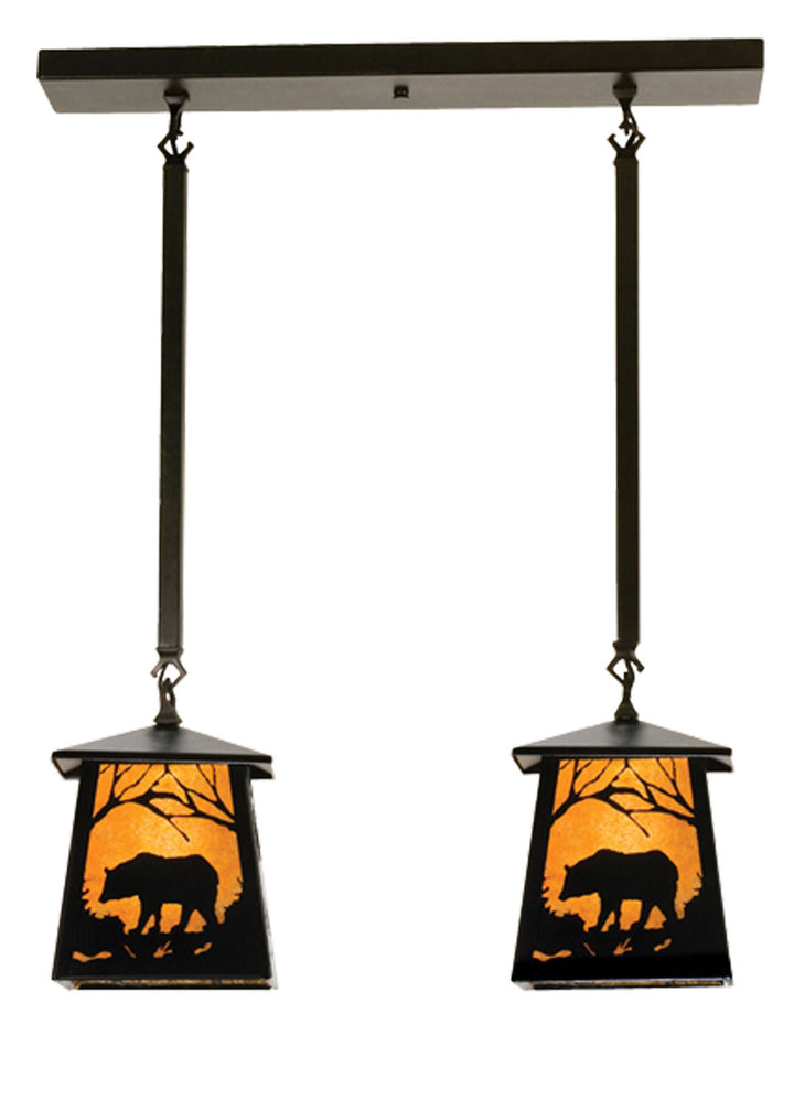 Meyda Tiffany Bear At Dawn 15744 Pendant Light - Black/Amber Mica