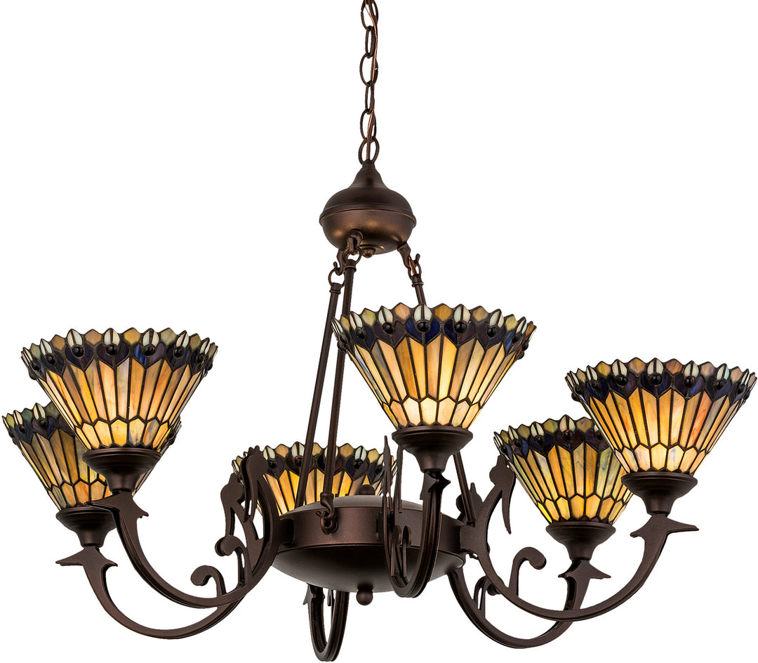 Meyda Tiffany Tiffany Jeweled Peacock 16099 Chandelier Light - Mahogany Bronze