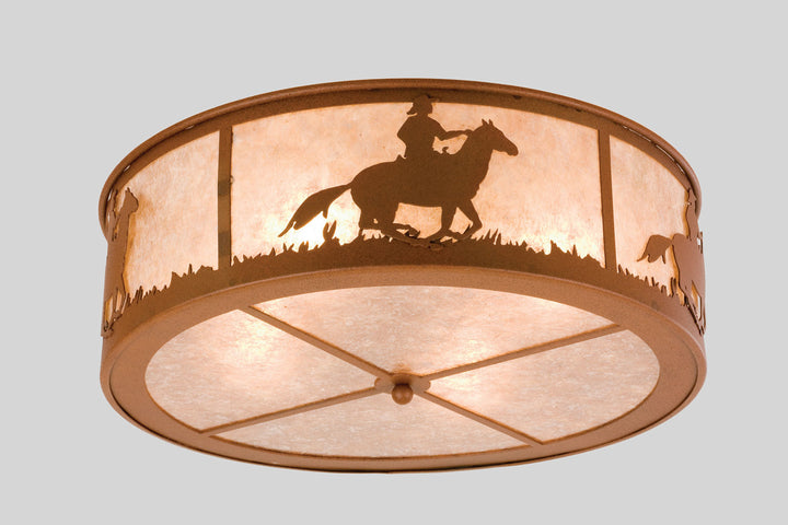 Meyda Tiffany Cowboy & Steer 24460 Ceiling Light - Rust