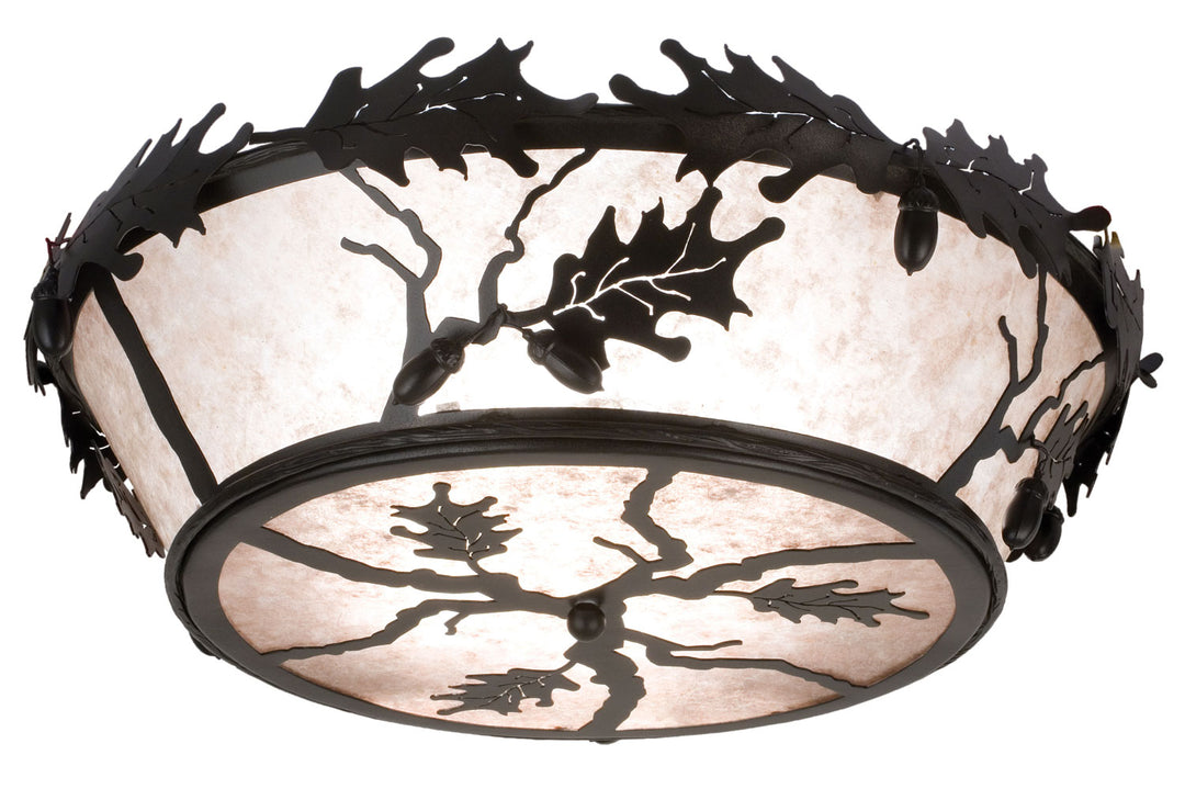 Meyda Tiffany Oak Leaf & Acorn 26224 Ceiling Light - Black/Silver Mica