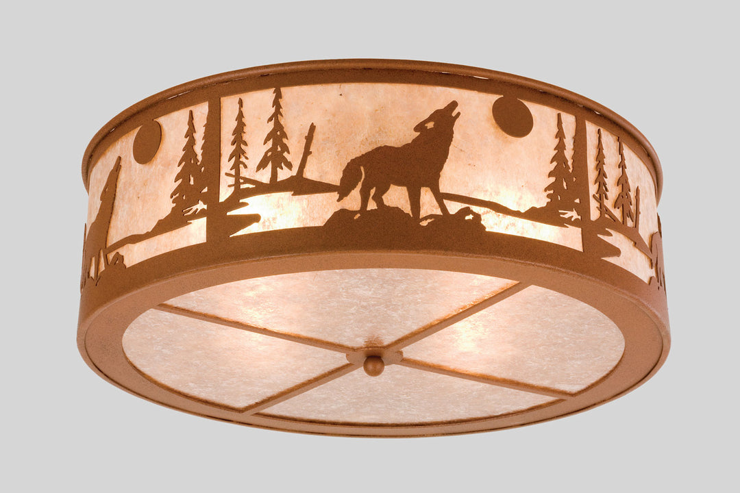 Meyda Tiffany Northwoods Wolf On The Loose 26987 Ceiling Light - Rust