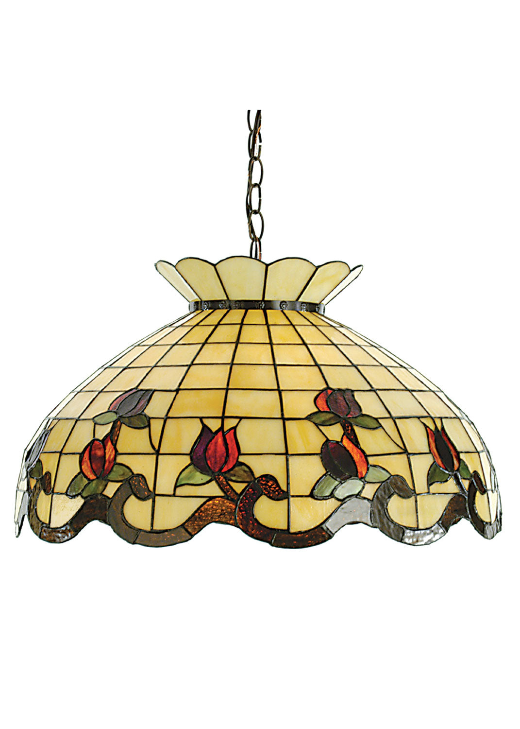 Meyda Tiffany Roseborder 28671 Pendant Light - Beige Burgundy Xag