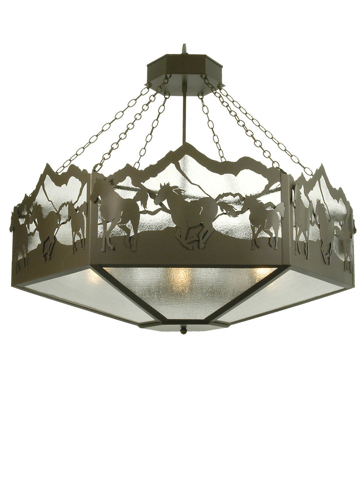 Meyda Tiffany Running Horses 28985 Pendant Light - Timeless Bronze