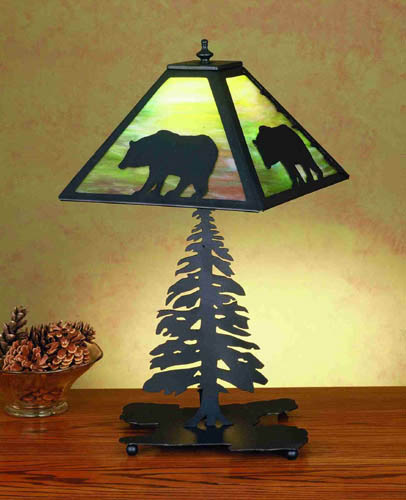 Meyda Tiffany Lighting 32552 Lone Bear Two Light Table Lamp Lamp Black