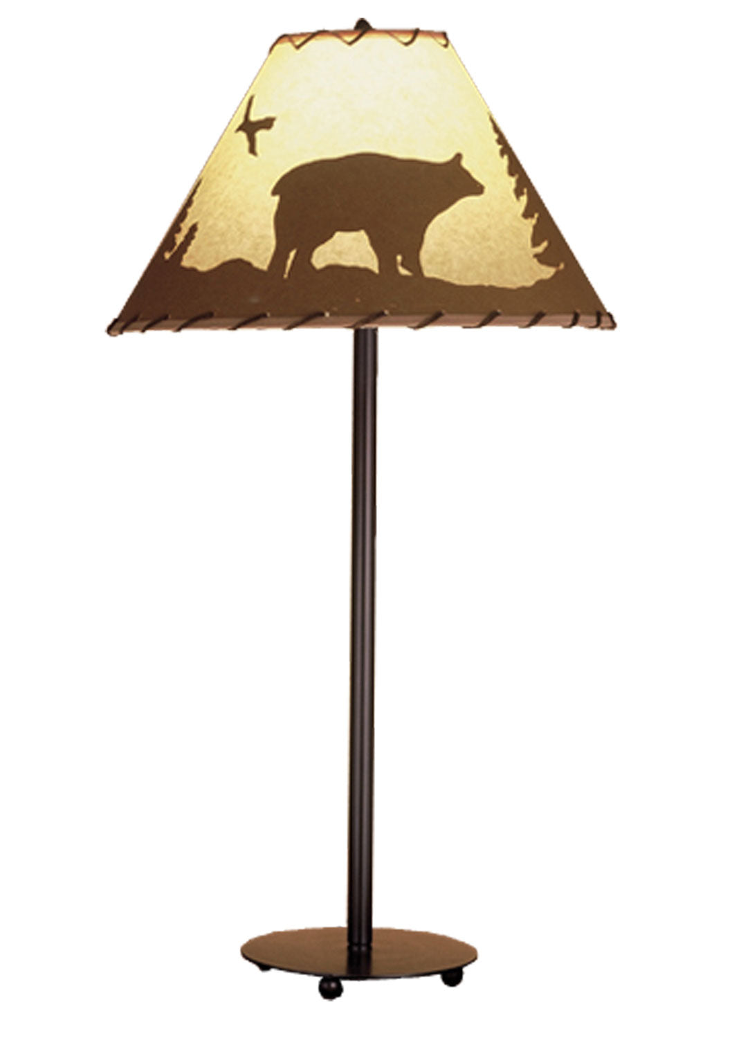 Meyda Tiffany Lighting 48465 Bear In The Woods One Light Table Lamp Lamp Bronze / Dark