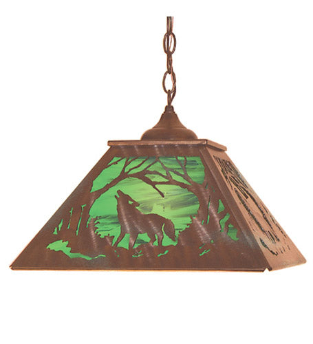 Meyda Tiffany Northwoods Wolf On The Loose 48727 Pendant Light - Antique Copper