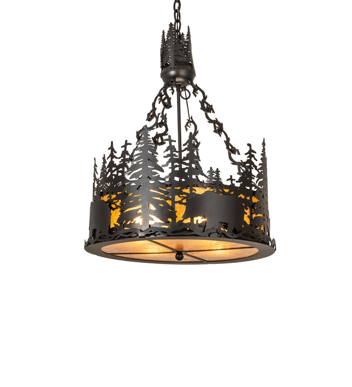 Meyda Tiffany Bear At Dusk 50282 Pendant Light - Black/Amber Mica