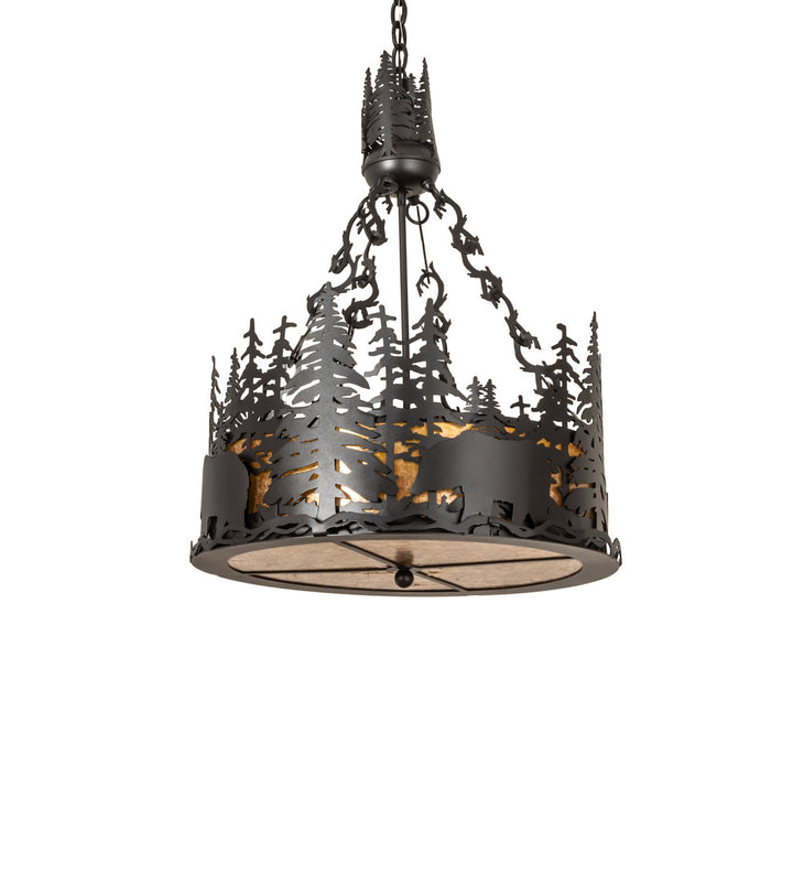 Meyda Tiffany Bear At Dusk 50282 Pendant Light - Black/Amber Mica