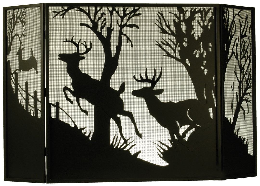 Meyda Tiffany Lighting 50971 Deer On The Loose Fireplace Screen Home Decor Bronze / Dark