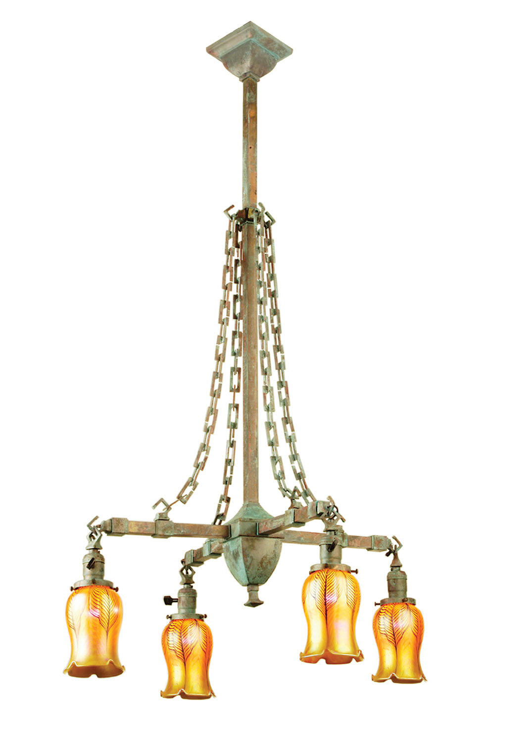 Meyda Tiffany Craftsman 67330 Chandelier Light - Vintage Copper,Verdigris