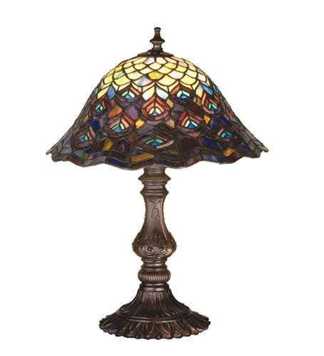 Meyda Tiffany Lighting 67885 Tiffany Peacock Feather One Light Accent Lamp Lamp Bronze / Dark