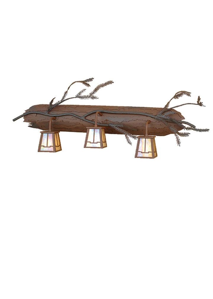 Meyda Tiffany Pine Branch 67906 Bath Vanity Light 38 in. wide - Rust,Wrought Iron