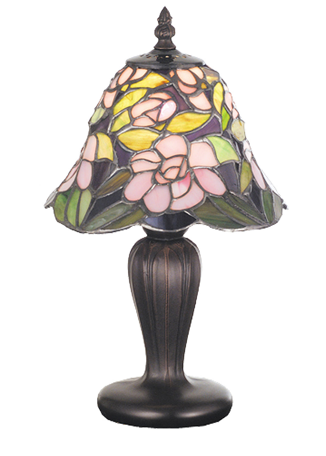 Meyda Tiffany Lighting 70250 Begonia One Light Mini Lamp Lamp Bronze / Dark