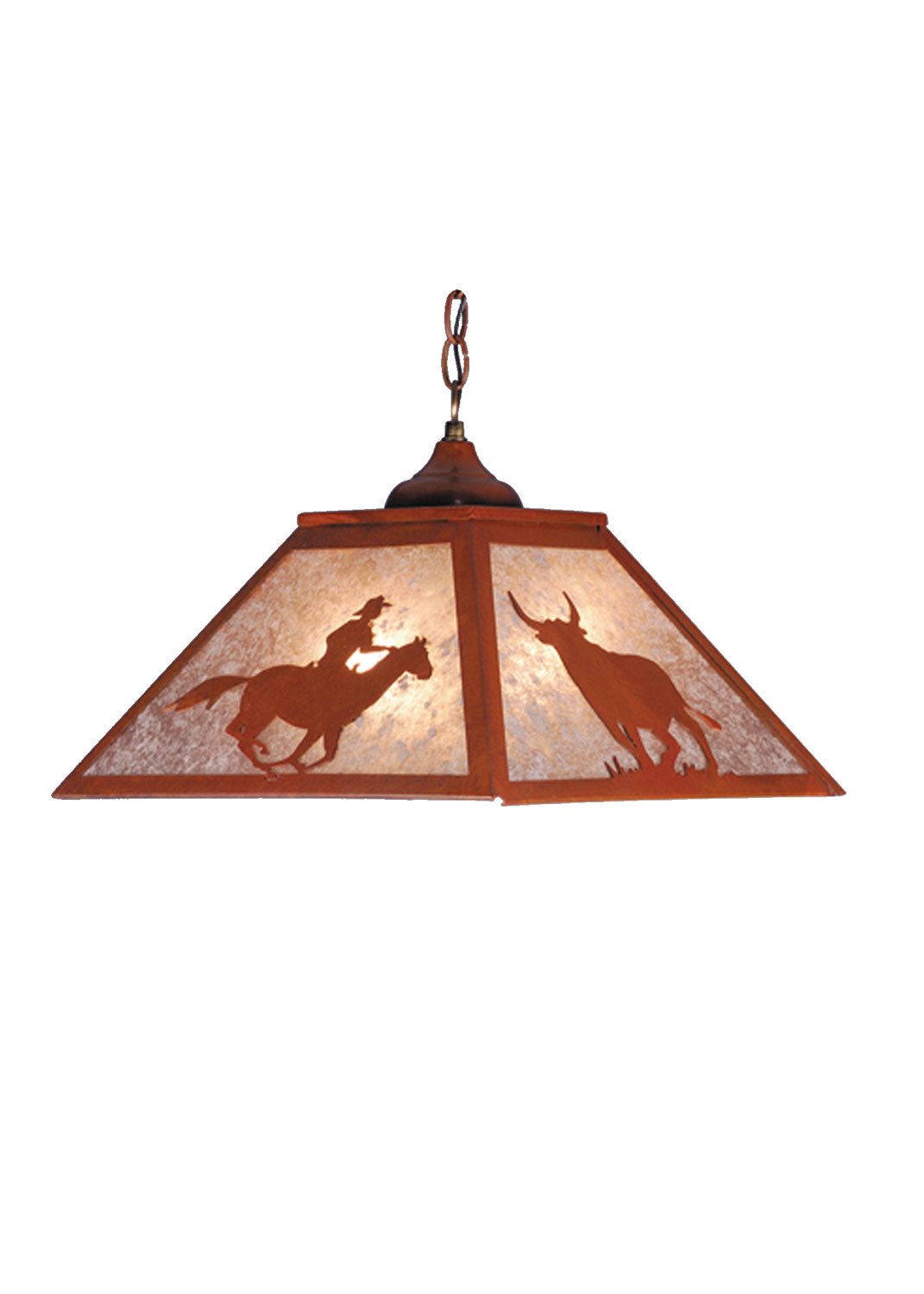 Meyda Tiffany Cowboy & Steer 81673 Pendant Light - Rust